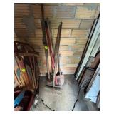 Hand Tools Including Shovels, Rakes, and Hoe