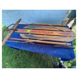 American Runner Sled with Wooden Deck and Metal Ru