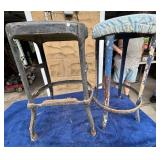 2 Metal Frame Stools, One with Upholstered Seat