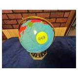 Metal Globe with Rotating Stand and Octagonal Base