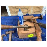 Vintage Hand Tools Including Hammers, Brace, and B
