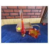 Viking Uranium Glass Bud Vase and Candy Dish