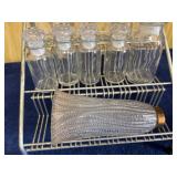Metal Spice Rack with Glass Bottles and Decorative