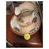 George and Martha Washington Ceramic Bowl and Pitc