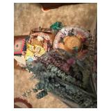 Two Boxes Containing Quilt Stuffing, Decorations,