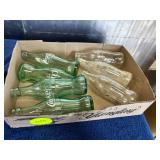 Six Coca-Cola Glass Bottles, Mixed Clear and Green