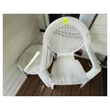 White Plastic Chair with Mesh Backrest and Matchin