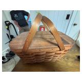 Woven Wood Basket With Hinged Lid and Miscellaneou