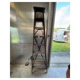 8-Foot Wooden Step Ladder with Weathered Finish