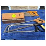 Variety of Hand Saws with Miter Box