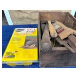 Wooden Box Containing Assorted Metal Files and Too