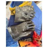 Gloves, Rubber and Leather, with String and Miscel