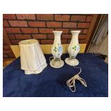 Ceramic Dresser Lamps with Floral Design and Shade