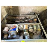 Metal Shelf with Contents Including Scrap Metal an