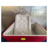 Coleman Red and White Hard-Sided Cooler with Flip