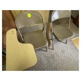 Folding Metal Chairs with Detachable Wooden Deskto