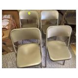 Four Metal Folding Chairs with Tan Finish