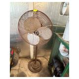 Standing Metal Fan with Rusted Finish, 57 Inches H
