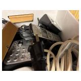 Large Box of Mixed Electronics: Extension Cords, P