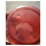 Fenton Pink Glass Pitcher with Etched Floral Desig