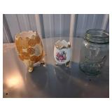 Ceramic and Glass Lot with Teapot, Pink Swan, Vase
