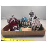 Stained Glass Miniature Village Houses with Mixed