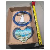 Stained Glass Lighthouse and Beach Scene Panels