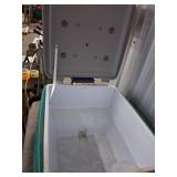 Rubbermaid Rolling Garden Cart With Hinged Lid and
