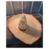 Straw Sombrero with Embroidery and Camouflage Buck