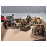 Hand-Painted Ceramic Cottage Figurines
