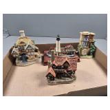 Four Decorative Ceramic Miniature Structures