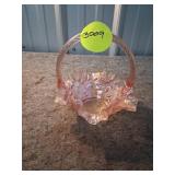 Fenton Pink Art Glass Basket with Twisted Handle