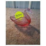 Fenton Pink Glass Swan Figurine