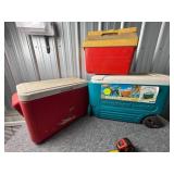 Three Vintage Coolers, Including Igloo Wheelie Coo