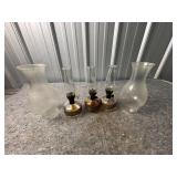 Small Glass Oil Lamps with Metal Detailing and Fro
