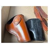 Leather Holsters, Gun Strap, and Two Soft Pistol C