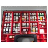 Plastic Organizer with Assorted Model Paint Jars