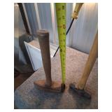 Two Handheld Sledge Hammers with Wooden Handles