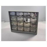 Gray Plastic Storage Organizer with 18 Clear Drawe