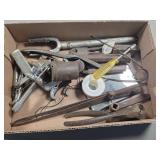 Metal Tools and Hardware Lot in a Cardboard Box