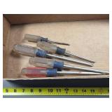 Five Assorted Screwdrivers with Plastic Handles