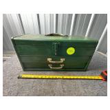 Green Metal Tool Box with Two Drawers and Top Comp