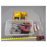 Tools Including Screwdrivers, Brad Awl, and DeWalt