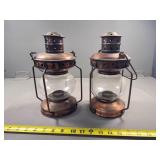 Vintage-Style Copper and Glass Hurricane Lanterns