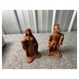 Carved Wooden Bookends Featuring Kamehameha and Qu