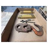 Wooden Folding Rules, Metal Hooks, and Brass Compo