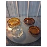 4 Glass Ashtrays in Various Sizes and Colors