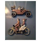 4 Painted Plastic Wall Hangings Featuring Vintage
