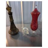 Glass Items Including Decanter, Vase, Coin Glass,