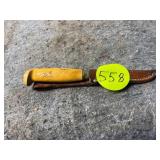 Small Filet Knife with Wooden Handle and Leather S
